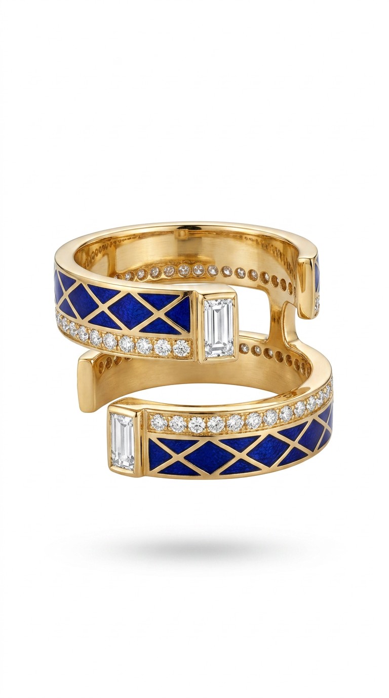 Mosaic luxury rings - 5.78 grams of finest-quality gold and 0.74 carats of Brilliant-cut diamonds